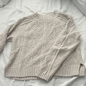 GAP Women's Cable Knit Sweater - Light Gray